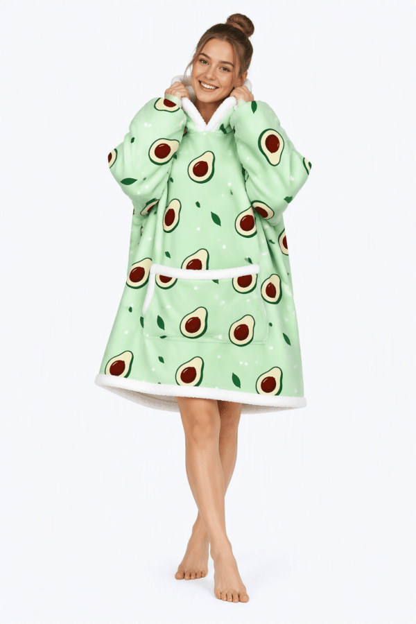 Groene Avocado Snuggle hoodie deken voor volwassenen product foto
