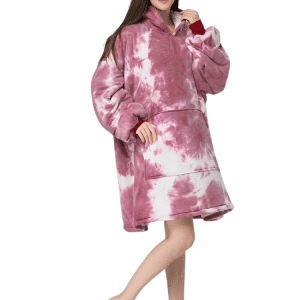 Ontdek de comfortabele rode tie dye Snuggle hoodie, een unisex hoodie deken voor volwassene.